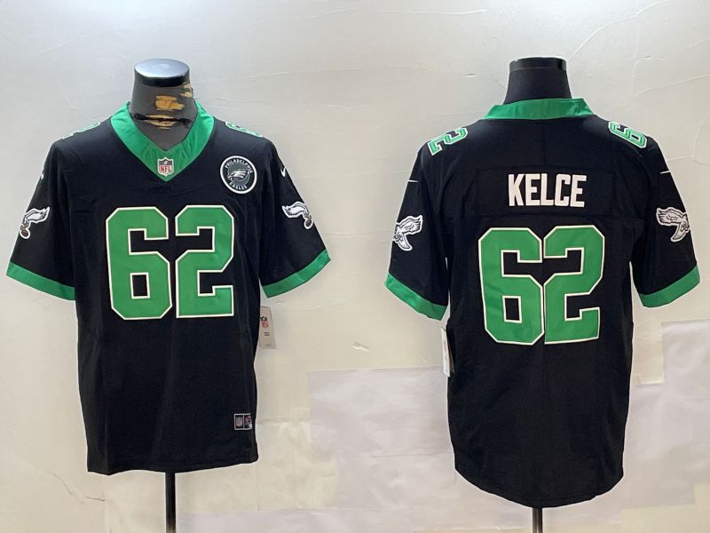 Men Philadelphia Eagles #62 Kelce Black Three generation 2024 Nike Limited NFL Jersey style 3->philadelphia eagles->NFL Jersey